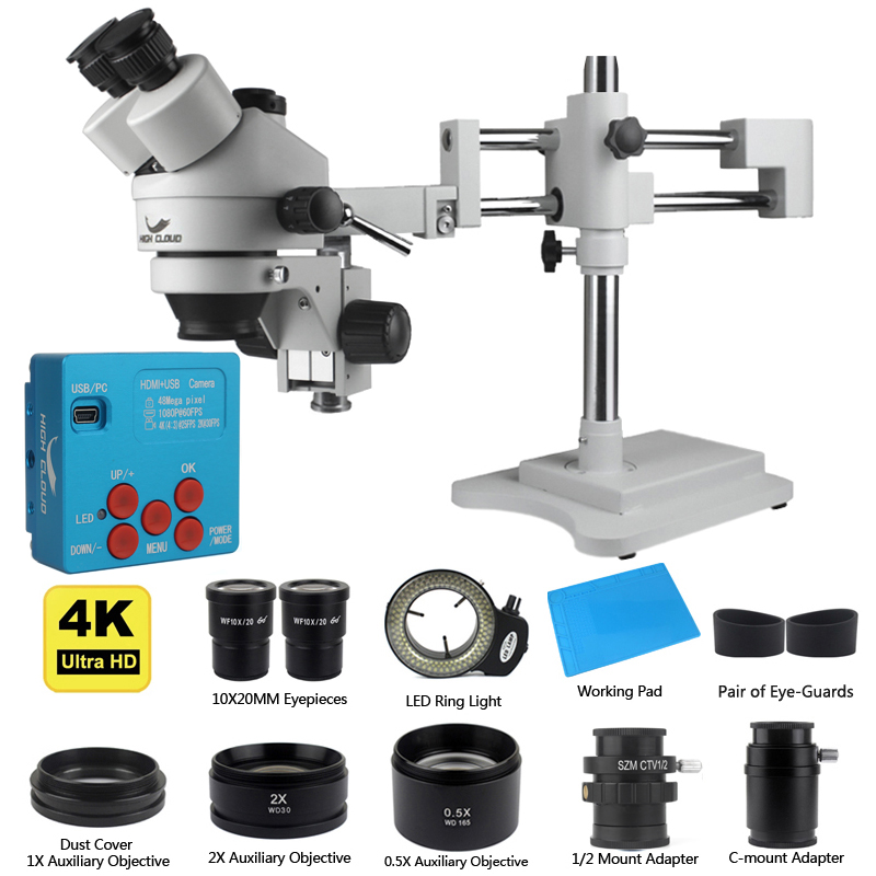 Microscopio Estéreo Trinocular - Simul-Focal Industrial Microscope 4K Hdmi reseña y precio