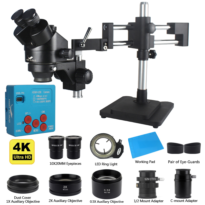 Microscopio Estéreo Trinocular - Simul-Focal Industrial Microscope 4K Hdmi reseña y precio